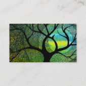 Baum-und Mond-- blaue und gelbe Aquarelle Visitenkarte (Rückseite)