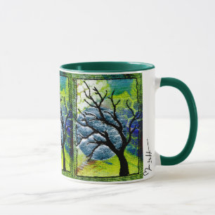 Baum-und Mond-Faser-Kunst Tasse