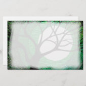 Baum und Mond - Grün Briefpapier (Vorne/Hinten)