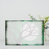 Baum und Mond - Grün Briefpapier (Stehend Vorderseite)
