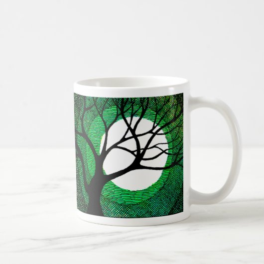 Baum und Mond - Grün Kaffeetasse (Rechts)