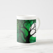 Baum und Mond - Grün Porzellantasse (Vorderseite Rechts)