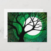 Baum und Mond - Grün Postkarte (Vorne/Hinten)