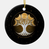 Baum und Monde Keramik Ornament (Vorne)