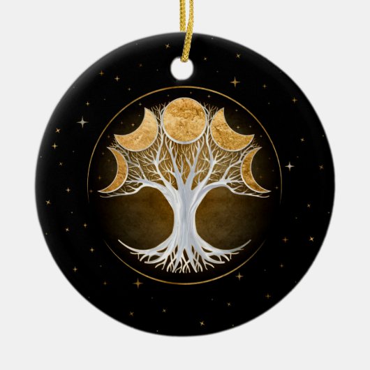 Baum und Monde Keramik Ornament (Vorne)