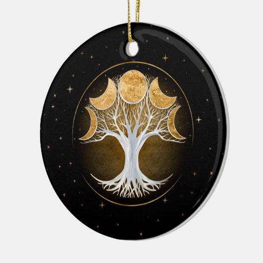 Baum und Monde Keramik Ornament (Links)