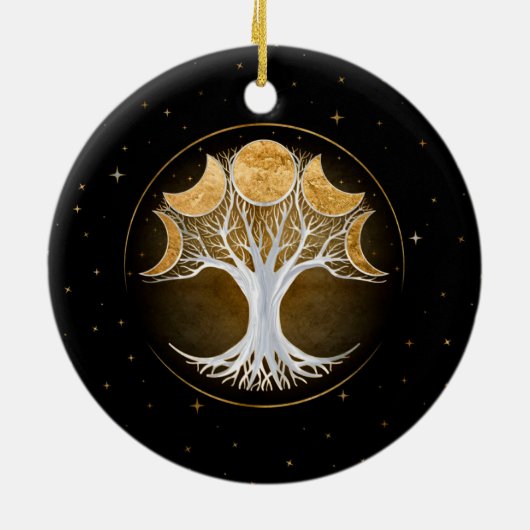 Baum und Monde Keramik Ornament (Hinten)