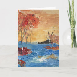 "Baum und See in Gelb" Einladung