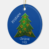 Baum und Strahlungssymbol Weihnachten Keramik Ornament (Links)