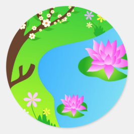 Baum und Teich - Aufkleber