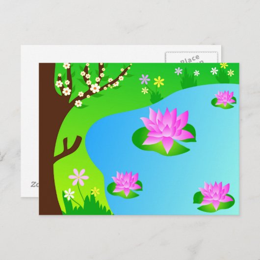 Baum und Teich - Postkarte (Vorne/Hinten)