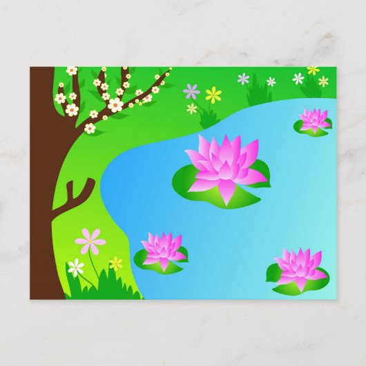 Baum und Teich - Postkarte (Vorderseite)