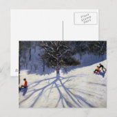 Baum und zwei Rodeln Postkarte (Vorne/Hinten)
