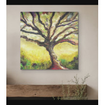Baum Vogel Malerei Landschaft Land Art Dekor