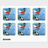 Baum voll mit Vögeln 2012 Quadratischer Aufkleber (Blatt)