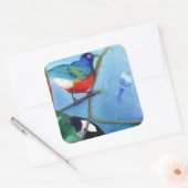 Baum voll mit Vögeln 2012 Quadratischer Aufkleber (Umschlag)