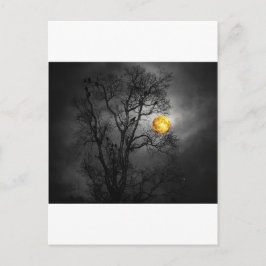 Baum voller Raben mit Vollmond. Postkarte