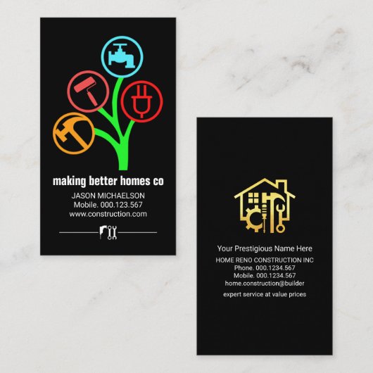 Baum von Handyman-Tools Visitenkarte (Vorne/Hinten)