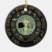 Baum von Leben Yin Yang Frieden Keramik Ornament (Vorne)