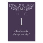 Baum von Lebenszweigen auf Eggplant Lila Tischnummer (Vorderseite)