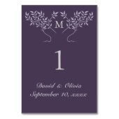 Baum von Lebenszweigen auf Eggplant Lila Tischnummer (Rückseite)