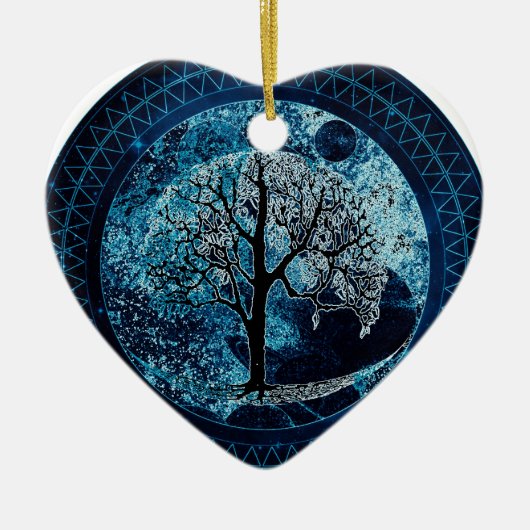 Baum von Life Midnight Sky Keramik Ornament (Vorne)