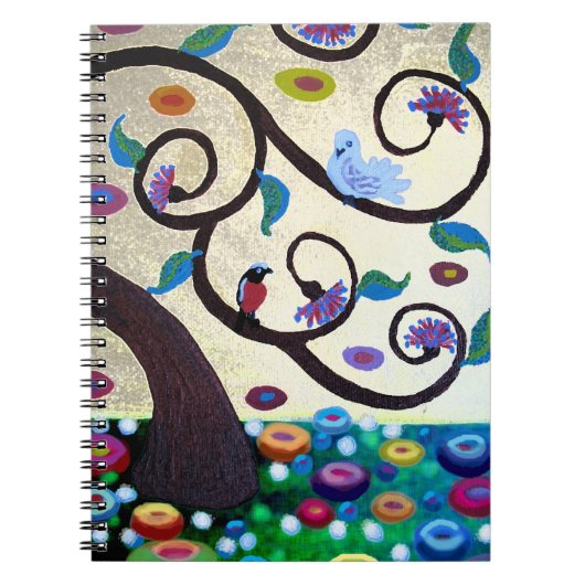 Baum von Taube und Rotkehlchen Notizblock (Vorderseite)