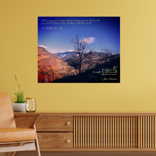 Baum, Wolke, Berge mit Zitaten Poster (Wohnzimmer 2)
