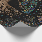 Baum - Yggdrasil Golden und Marmor Geschenkpapier (Ecke)