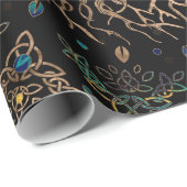 Baum - Yggdrasil Golden und Marmor Geschenkpapier (Rolleneckpunkt)