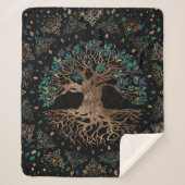 Baum - Yggdrasil Golden und Marmor Sherpadecke (Vorderseite)
