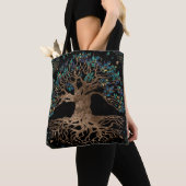 Baum - Yggdrasil Golden und Marmor Tasche (Von Nahem)