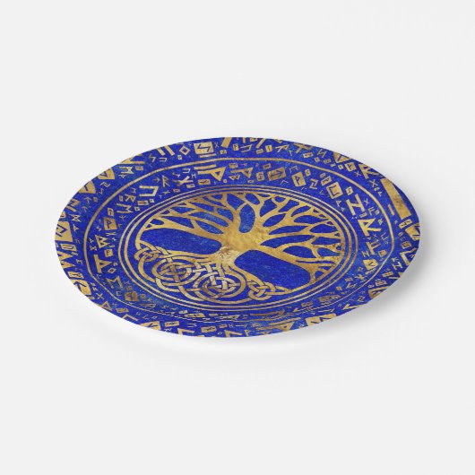 Baum - Yggdrasil - Lapis Lazuli Pappteller (Schrägansicht)