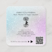 *~* Baum Yoga Pastel Glitzer Man Woman Quadratische Visitenkarte (Rückseite)