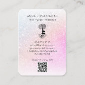 *~* Baum Yoga Zen QR Pastel Glitzer Visitenkarte (Rückseite)