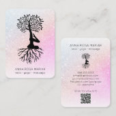 *~* Baum Yoga Zen QR Pastel Glitzer Visitenkarte (Vorne/Hinten)