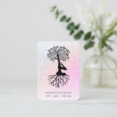 *~* Baum Yoga Zen QR Pastel Glitzer Visitenkarte (Stehend Vorderseite)
