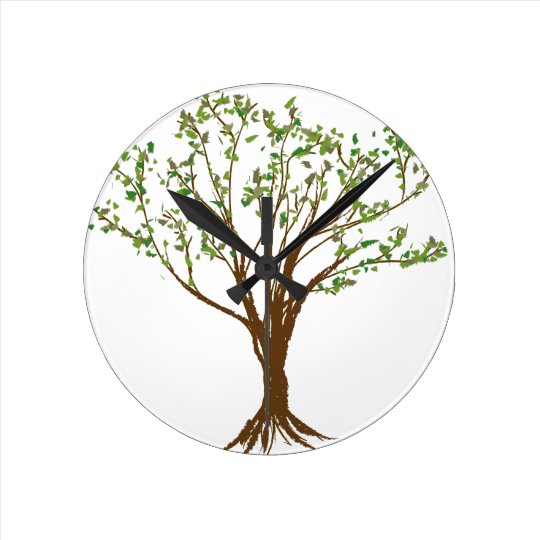 Baum Zeichnen Runde Wanduhr Zazzle De