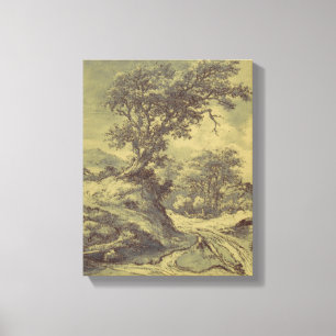 Baum Zeichnend Vintage Kunst - veränderte Digitald Leinwanddruck