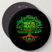 Baum Zeichnend Word Art Mental Health Awareness Wo Button (Vorne & Hinten)