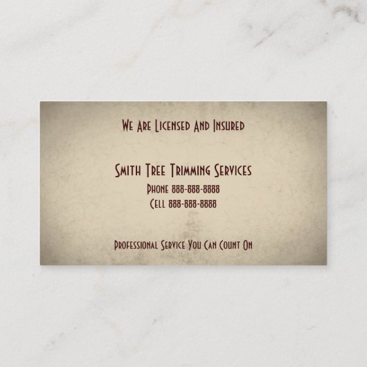 Baum-Zutat-Sorgfalt hält Visitenkarte instand (Rückseite)