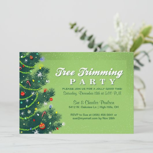 Baum-Zutat-WeihnachtsParty Einladung (Stehend Vorderseite)