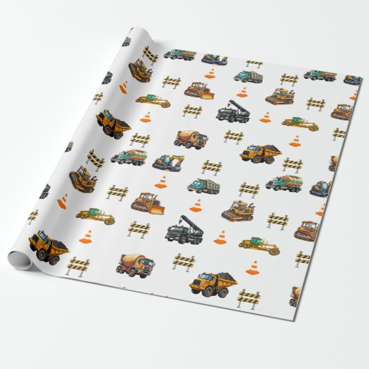 Baumaschinen geschenkpapier (Ungerollt)
