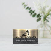 Baumaschinen | Metallisches Gold Visitenkarte (Stehend Vorderseite)