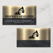 Baumaschinen | Metallisches Gold Visitenkarte (Vorne/Hinten)