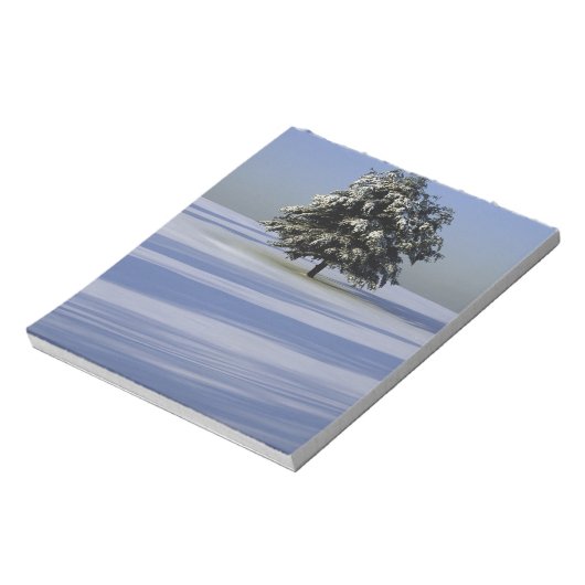 Baumbestand in schneebedeckter Landschaft Notizblock (Rotiert)