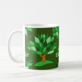 Baumbilder mit Blätter Muster. Name hinzufügen. Kaffeetasse