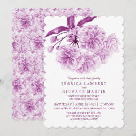 Baumblüte Aquarell lila Hochzeit Einladung