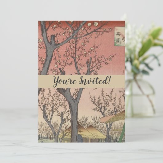 Baumblüten Pflaumengarten Japanisch Einladung (Stehend Vorderseite)