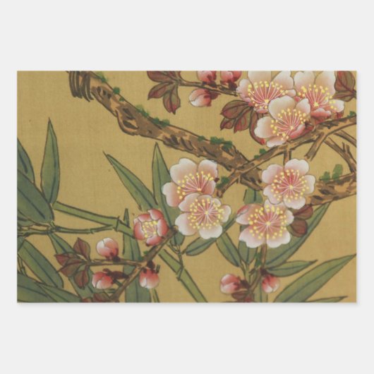Baumblüten Pflaumengarten Japanisch Geschenkpapier Set (Vorderseite 3)